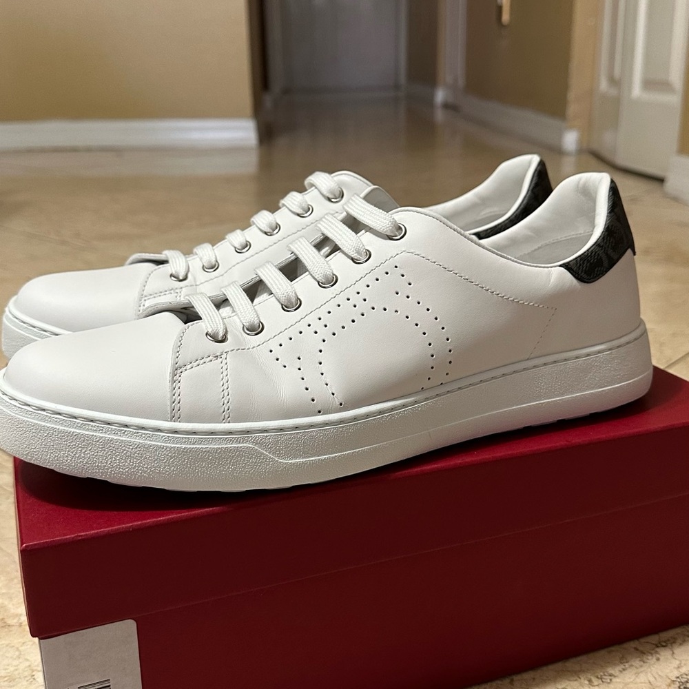 Salvatore Ferragamo White Leather Sneakers